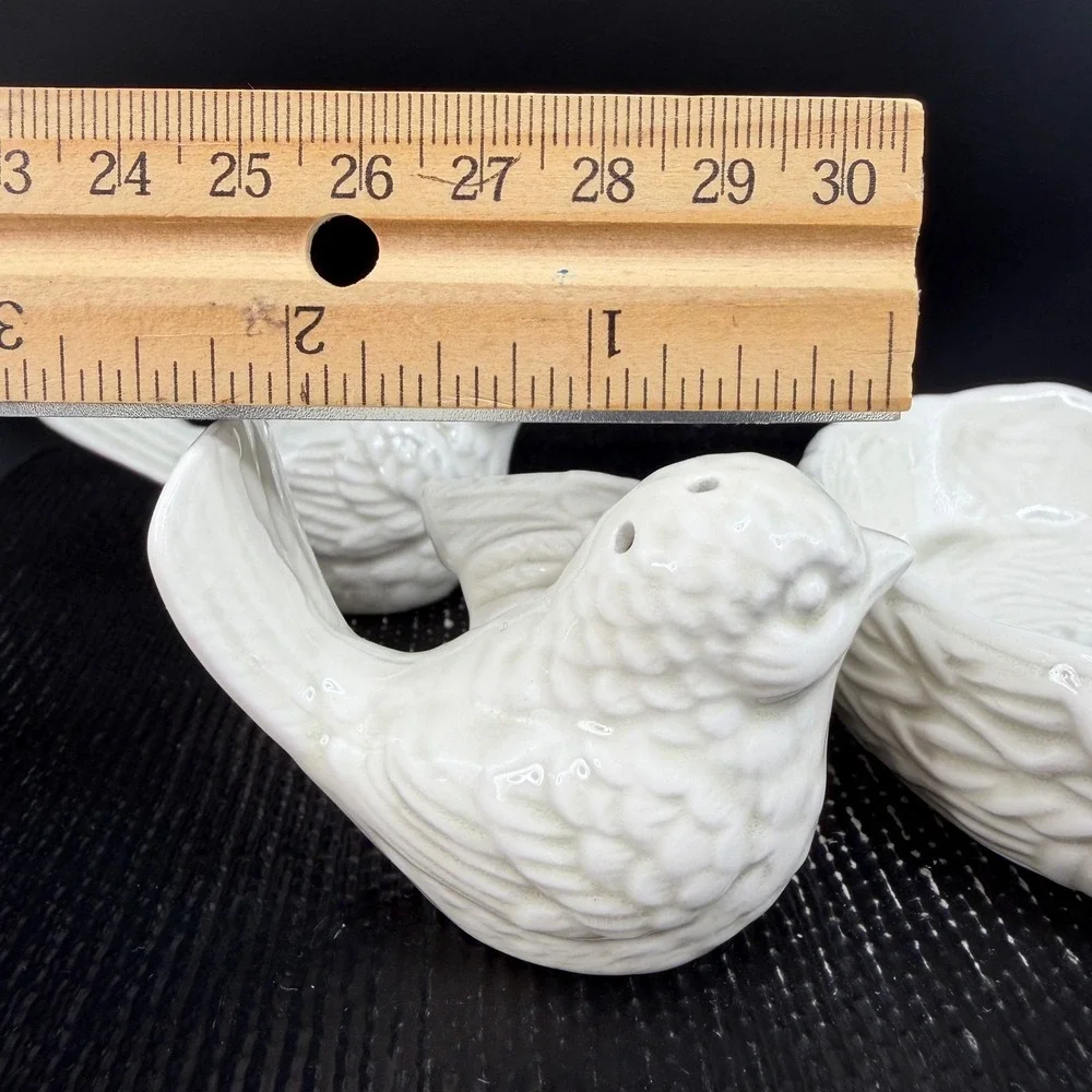 Vintage Fitz and Floyd White Bird Nest Salt Pepper Shakers 1978 Japan 3pc Set